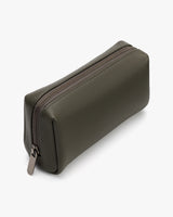 Rectangular zippered pouch with textured surface.