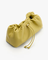 Soft clutch bag with drawstring closure