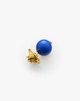 Round stud earring with spherical bead and clip back.