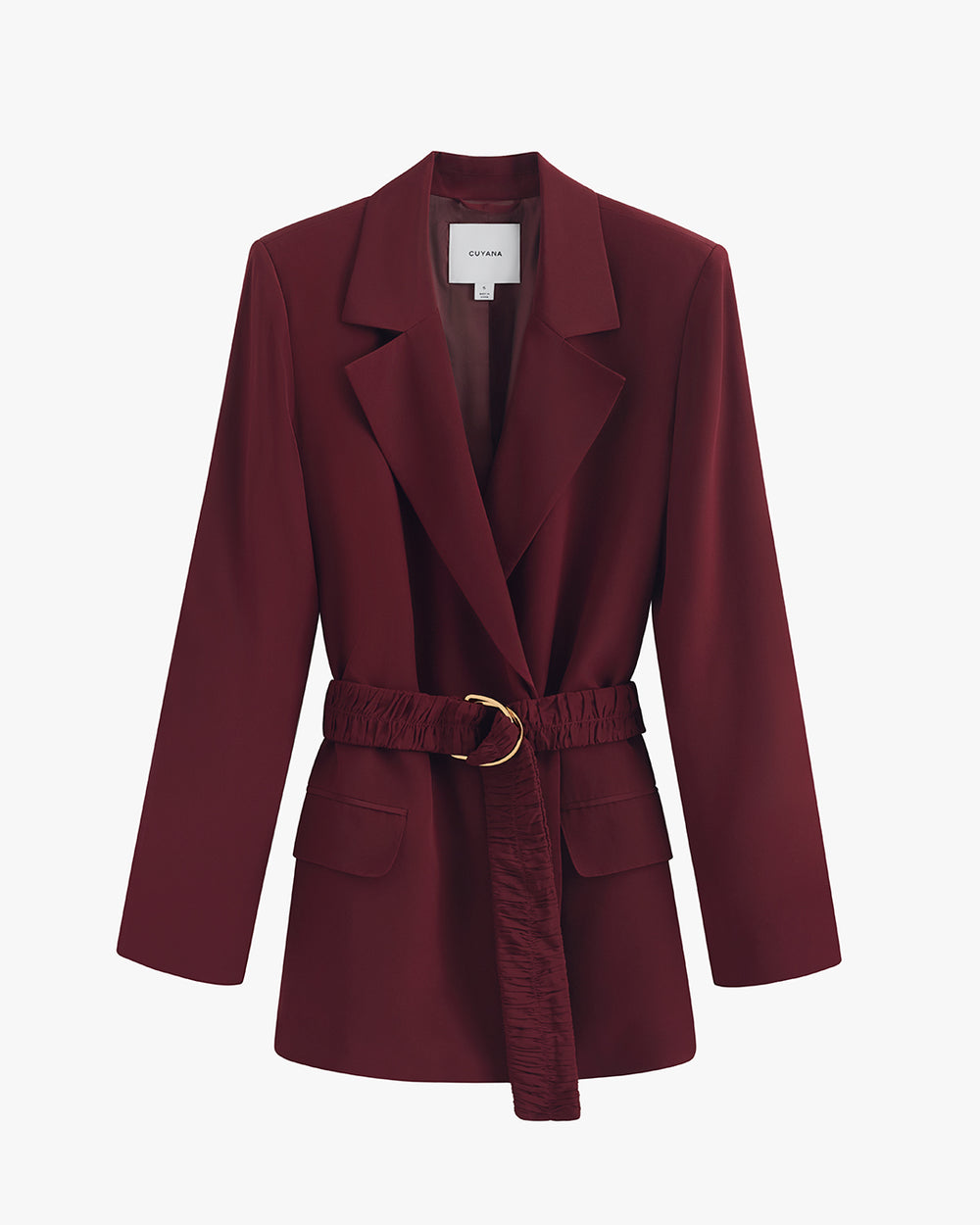 Dark red blazer with belt and pockets
