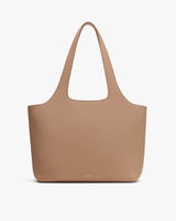 A large, plain tote bag with two shoulder straps.