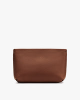 Rectangular leather pouch with textured surface.