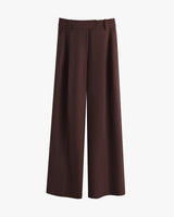 Wide-leg trousers with a button and zip fly closure.