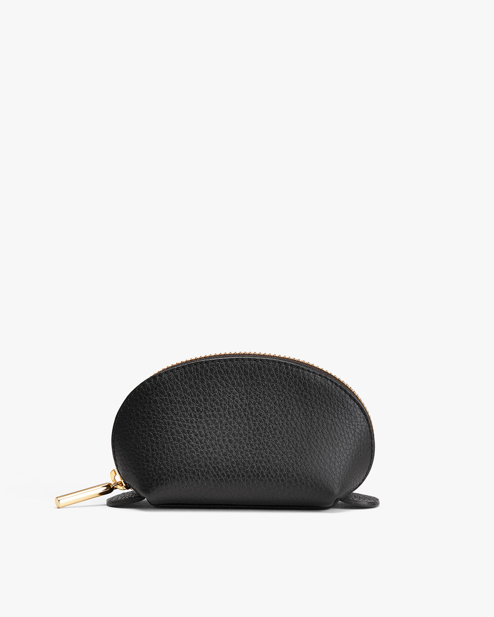 Small zippered purse on a plain background.