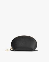 Small zippered purse on a plain background.