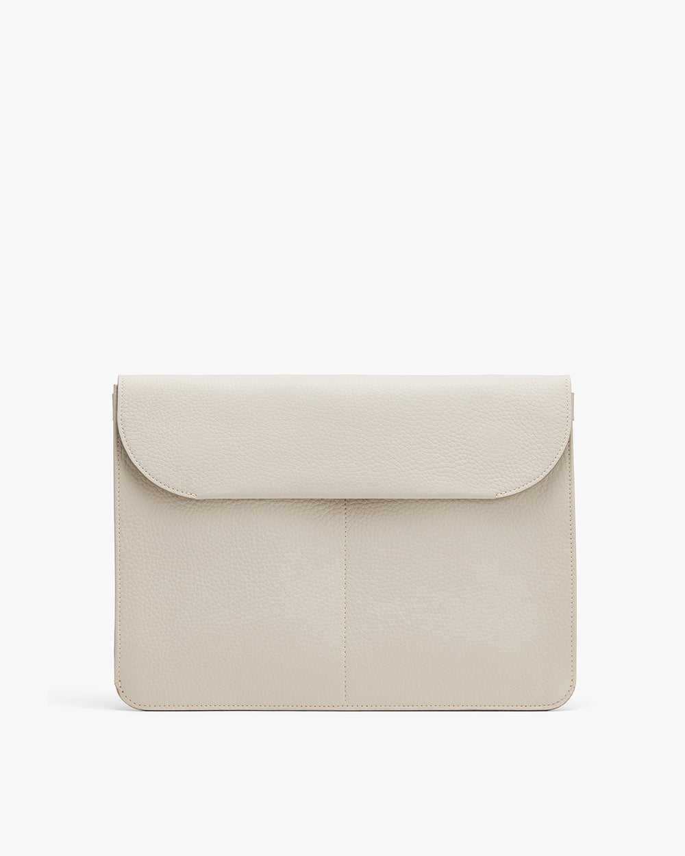 Closed flap bag on a plain background