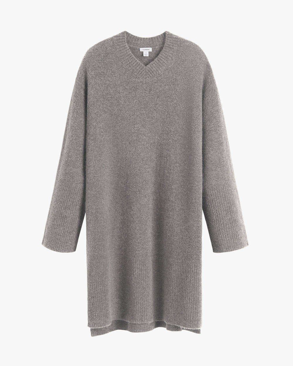 Long-sleeve knitted dress with a V-neck design