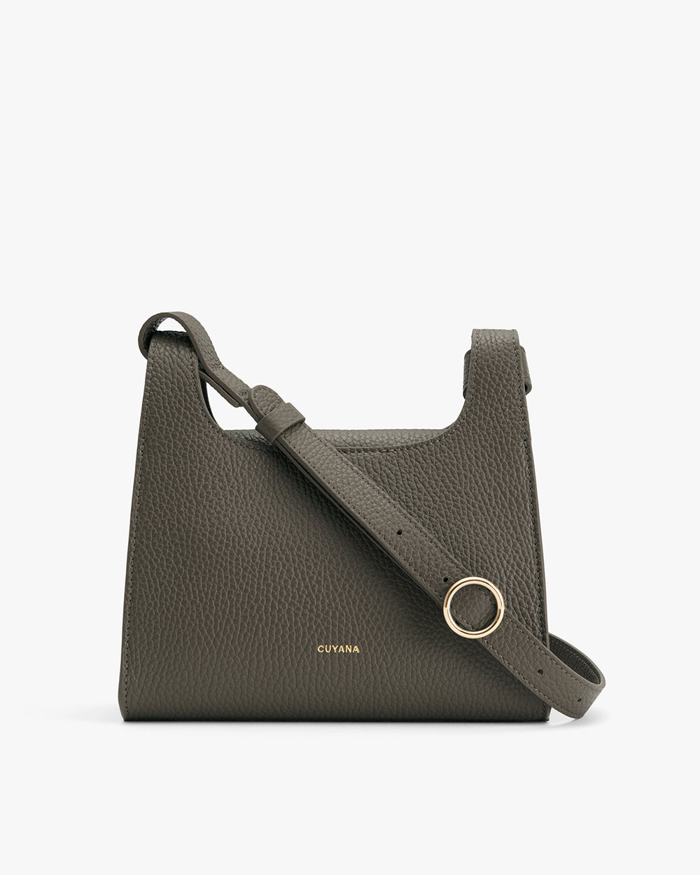 Handbag with a long strap and round metal detail