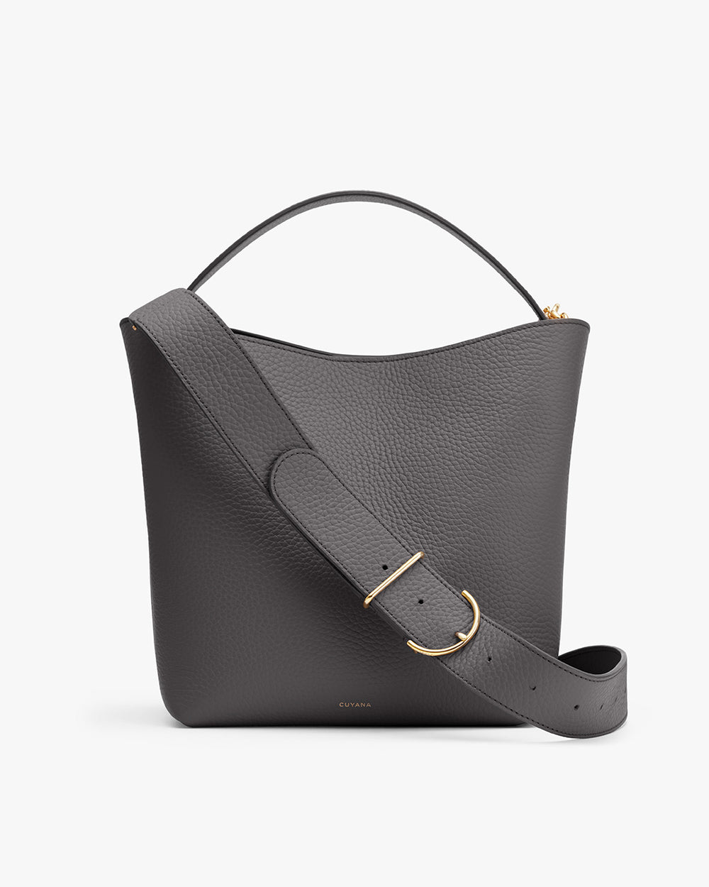 Handbag with shoulder strap and metal ring detail.