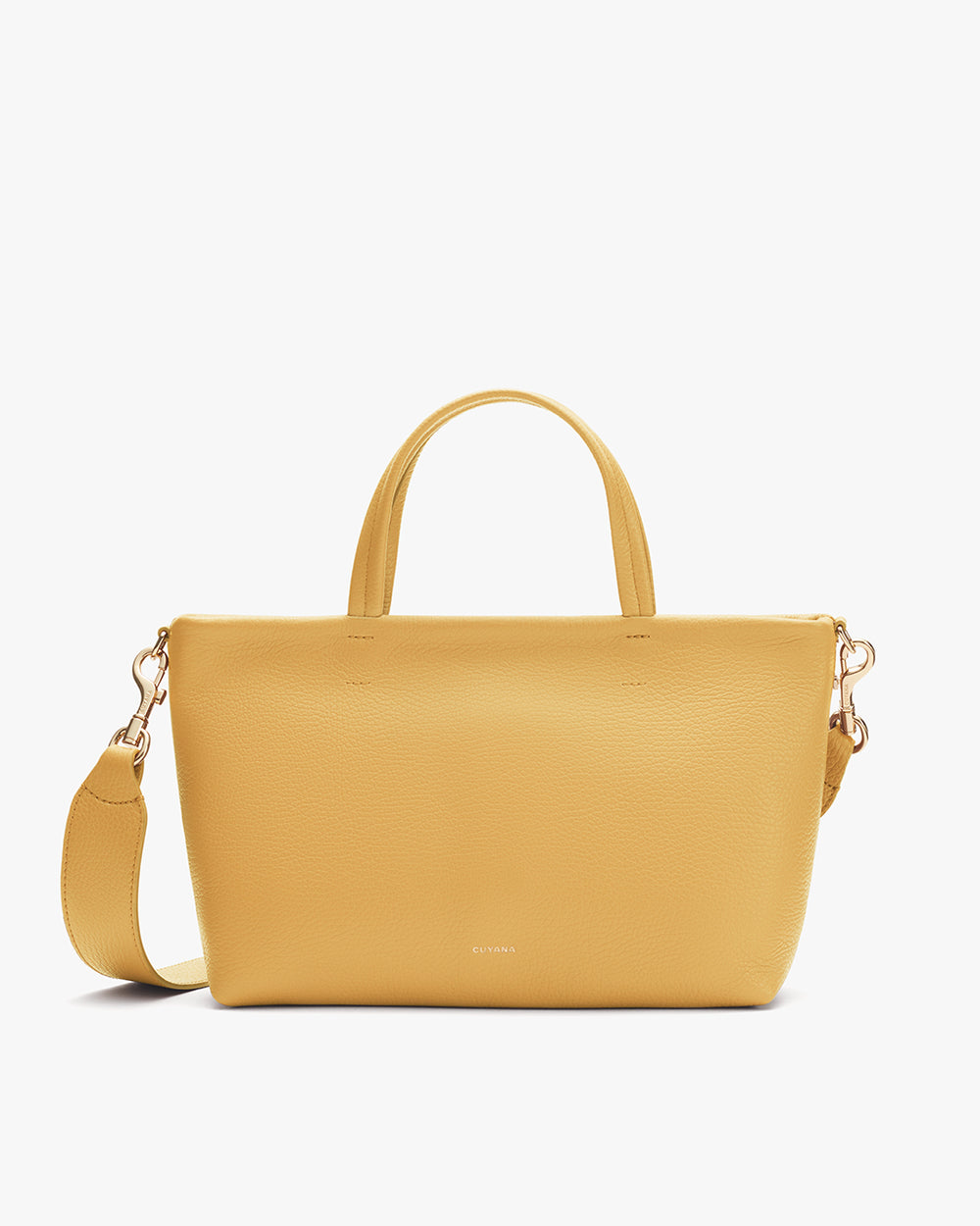 Handbag with top handles and a detachable shoulder strap
