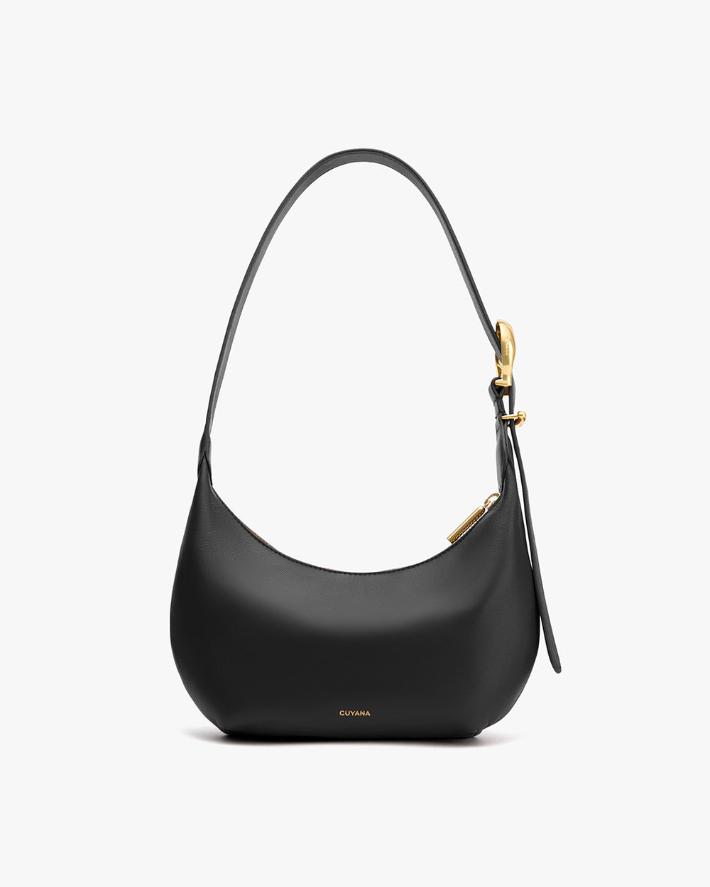 Shoulder bag with curved shape and small clasp detail