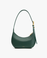 Shoulder bag with a curved shape and single strap.
