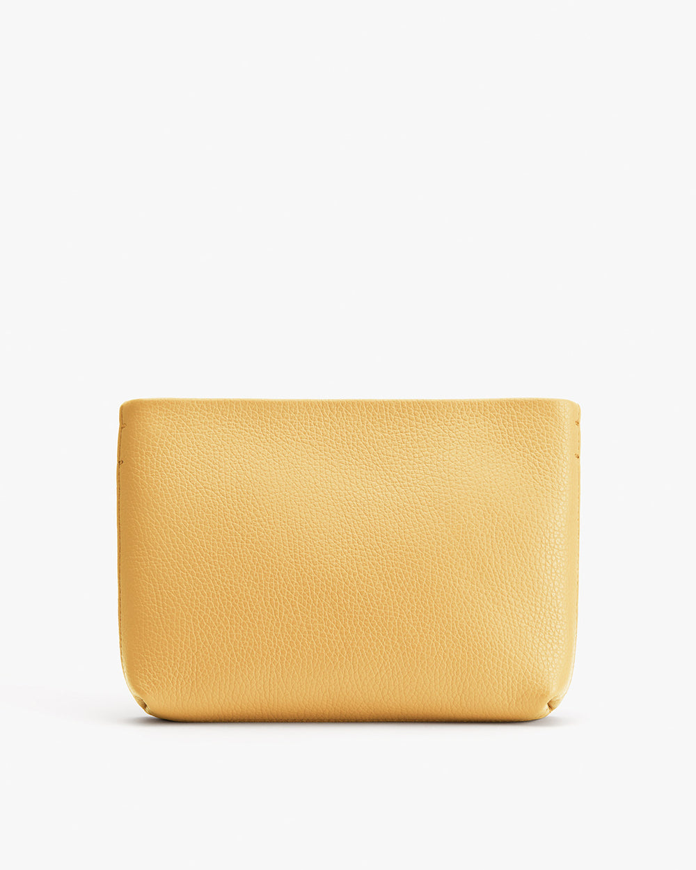 Small textured pouch standing upright on a plain background.