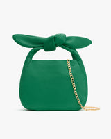 Handbag with knot detail and gold chain strap