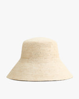 Wide-brimmed woven hat with simple design.