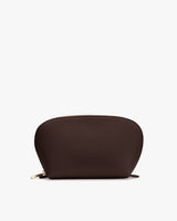 Small half-moon shaped pouch with zipper on top
