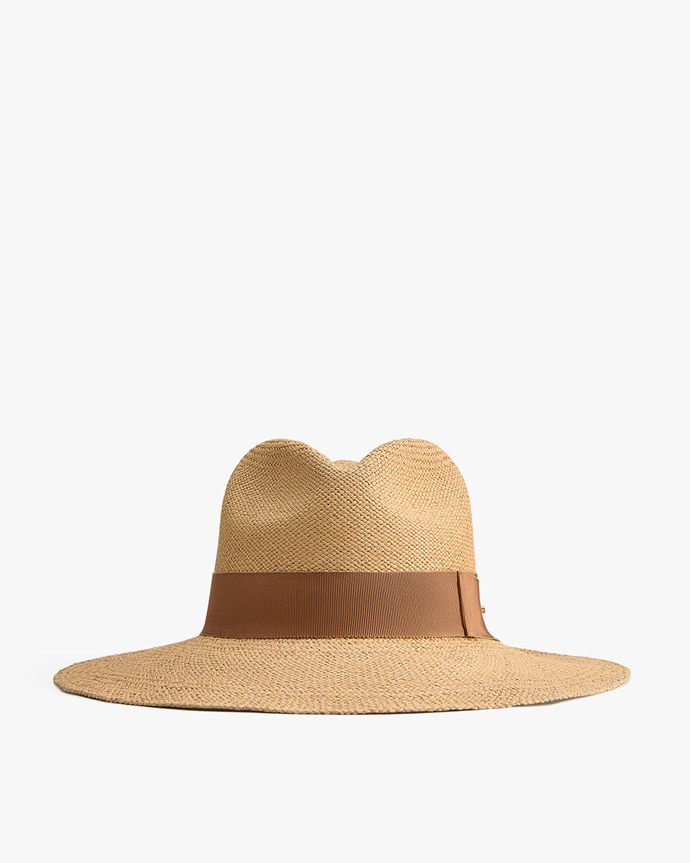 Wide-brimmed hat with a wide band.