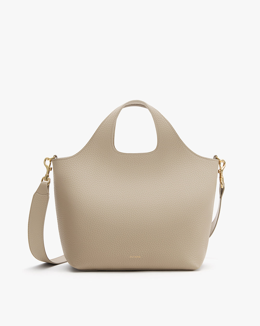 Handbag with top handles and detachable shoulder strap