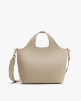 Handbag with top handles and detachable shoulder strap