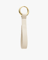 Leather keychain with a loop and round metal ring