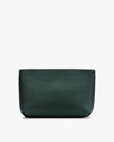 Rectangular textured pouch with a zip closure.