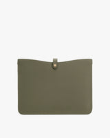 Rectangular pouch with buttoned flap at top center.