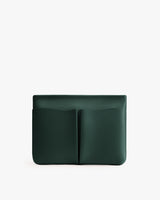 Rectangular pouch with two front pockets.