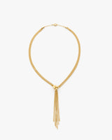 Necklace with a knot and hanging chain tassel design