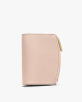 Small textured wallet with a zipper.
