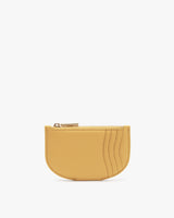 Semi-circle coin purse with card slots on one side.
