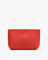 Rectangular leather pouch with pebbled texture.