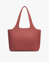 Tote bag with two handles on a plain background.