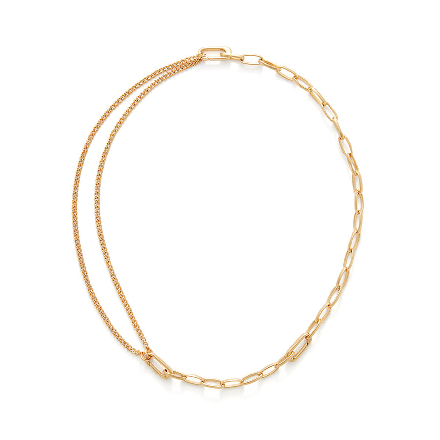 Gold double chain necklace