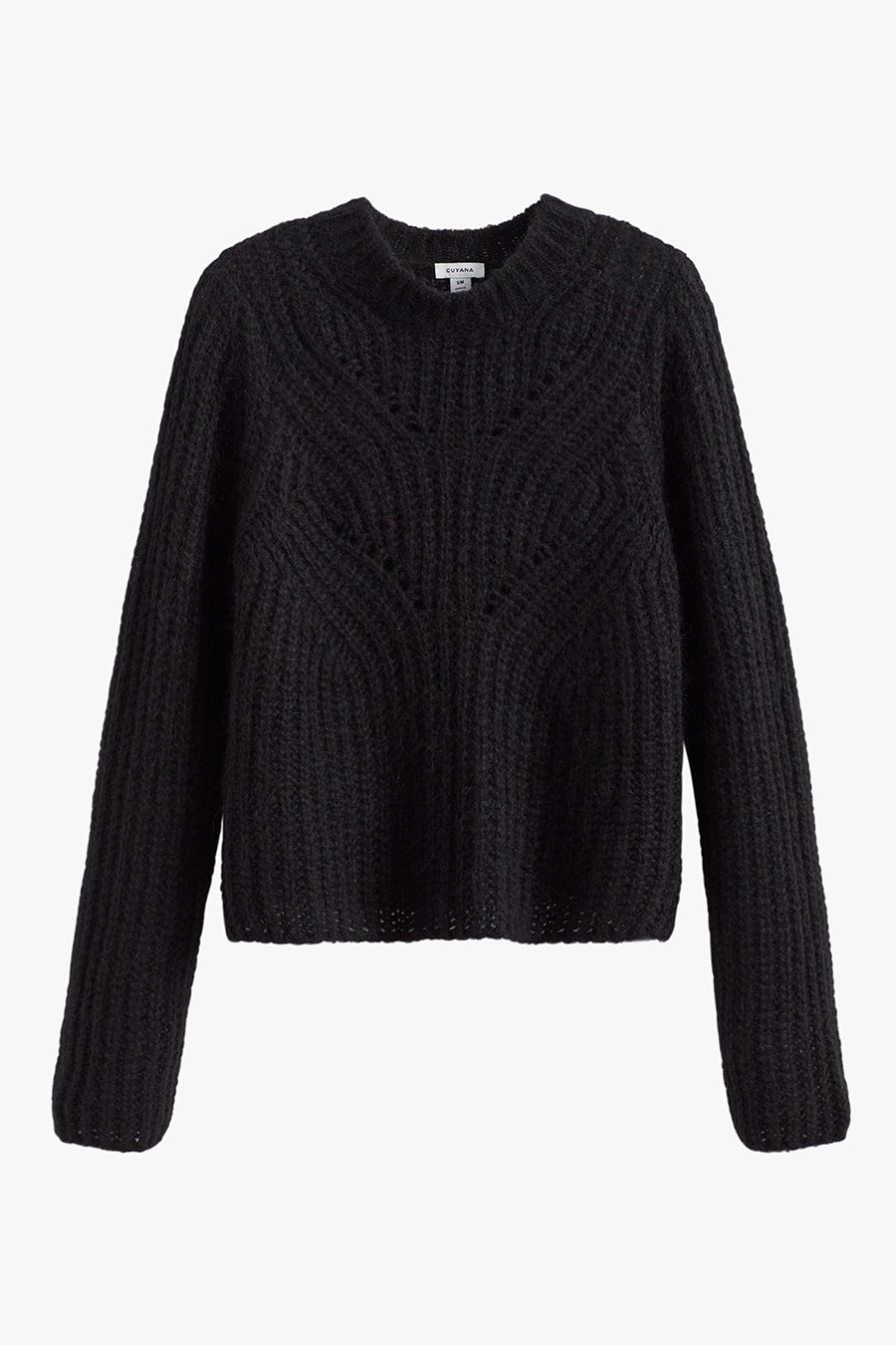Alpaca Wool Crewneck Sweater Black / Large