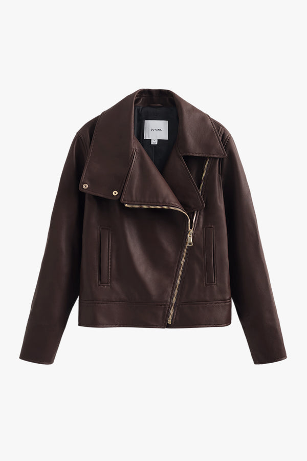 Leather Moto Jacket Toffee / Small