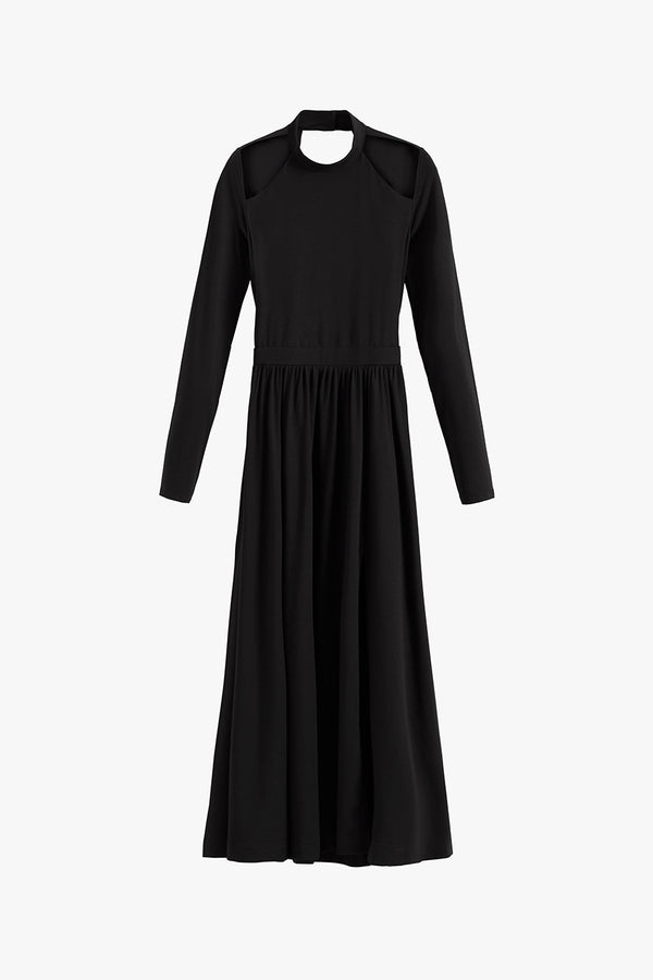 Open Back Mock Neck Dress Black / Medium