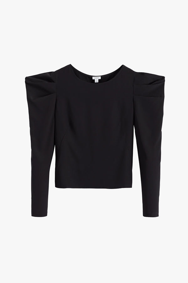 Silk Puff Sleeve Top Black / Small