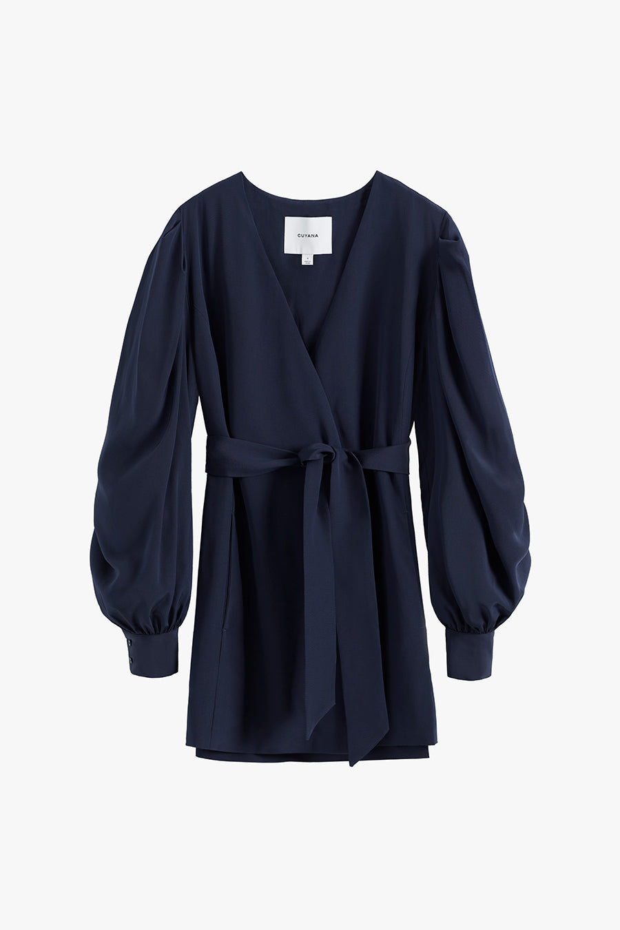 Silk Puff Sleeve Wrap Navy / Extra Small