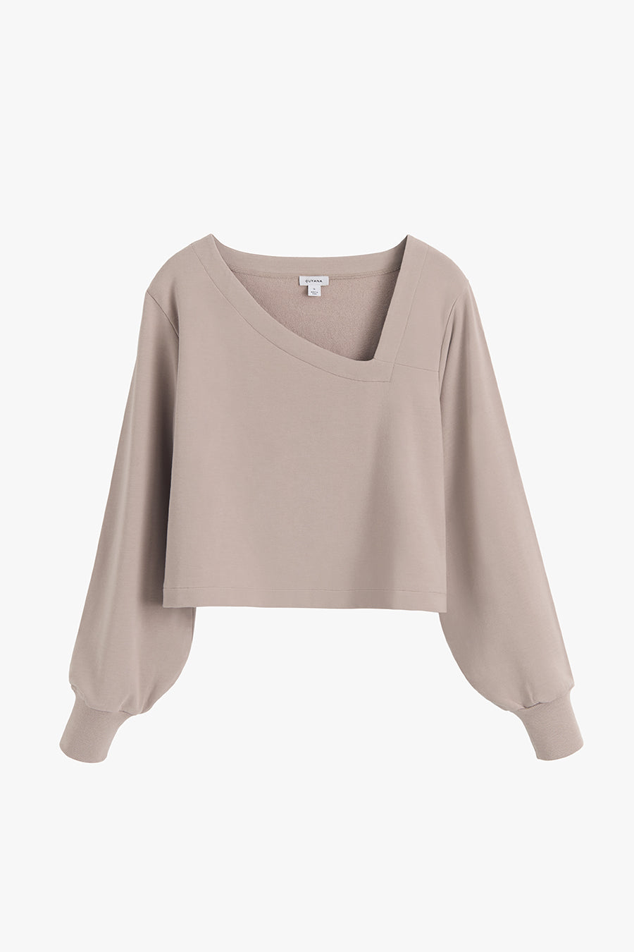 French Terry Asymmetrical Neckline Top Stone / Large