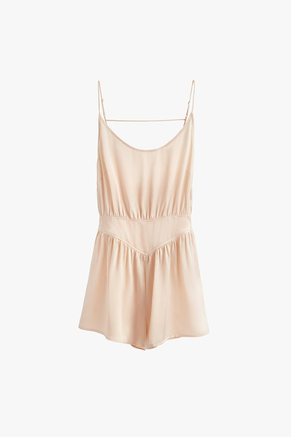 Washable Charmeuse Sleep Jumpsuit Pearl / Small