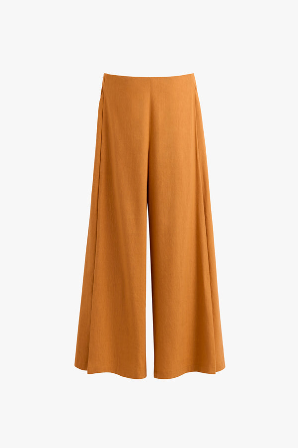 Linen Pleated Pants Saffron / Small