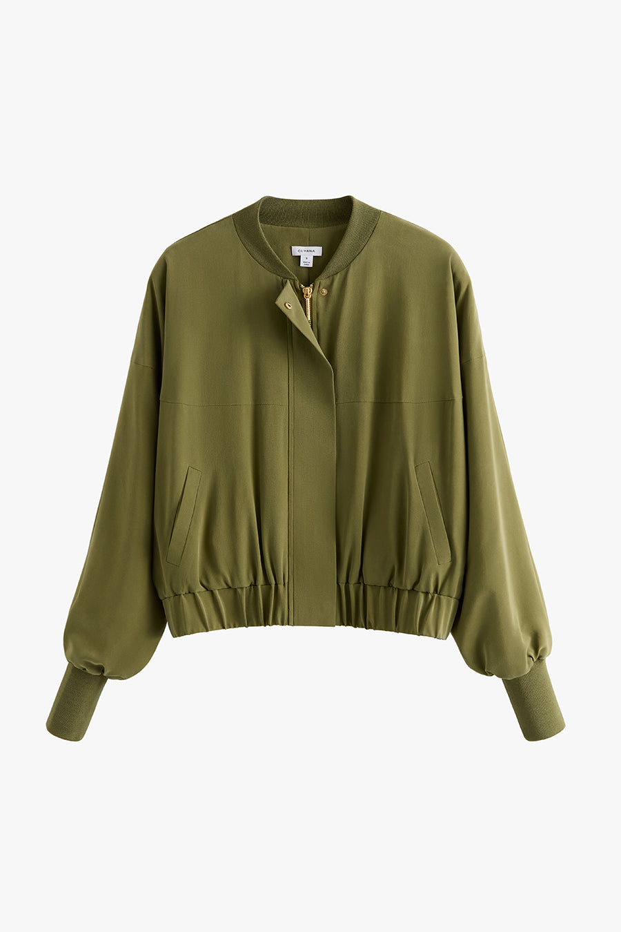 Washable Silk Relaxed Bomber Moss / Extra Small