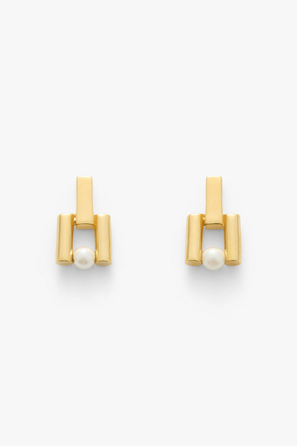 Deco Pearl Earrings Gold / One Size