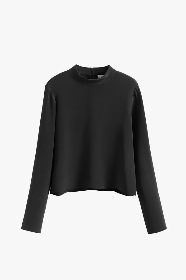 Silk Mock Neck Top Black / Large