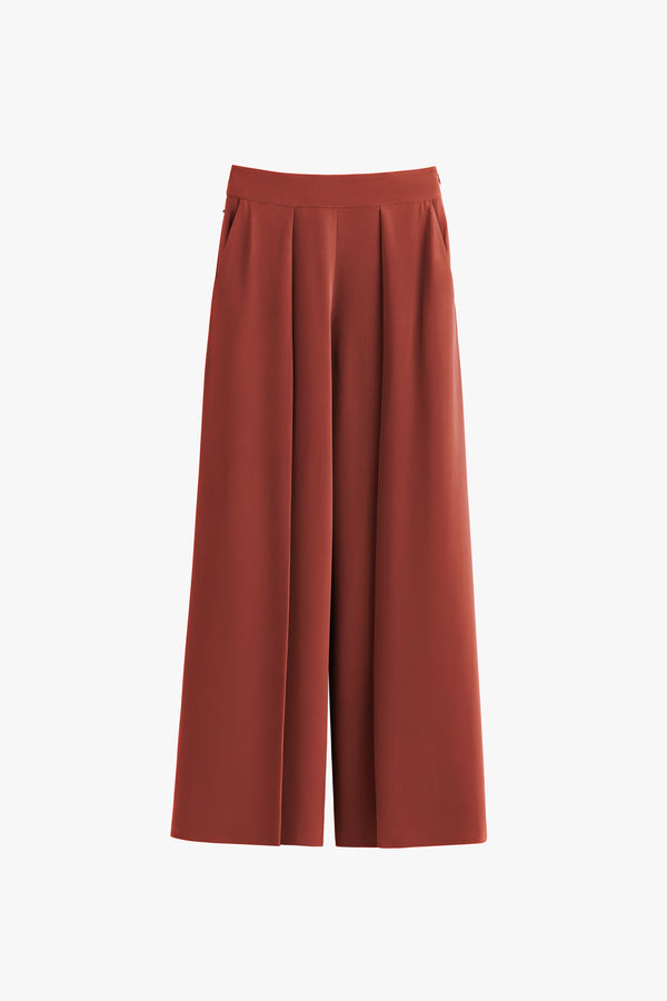 Silk Pleated Pant Dark Terracotta / Small