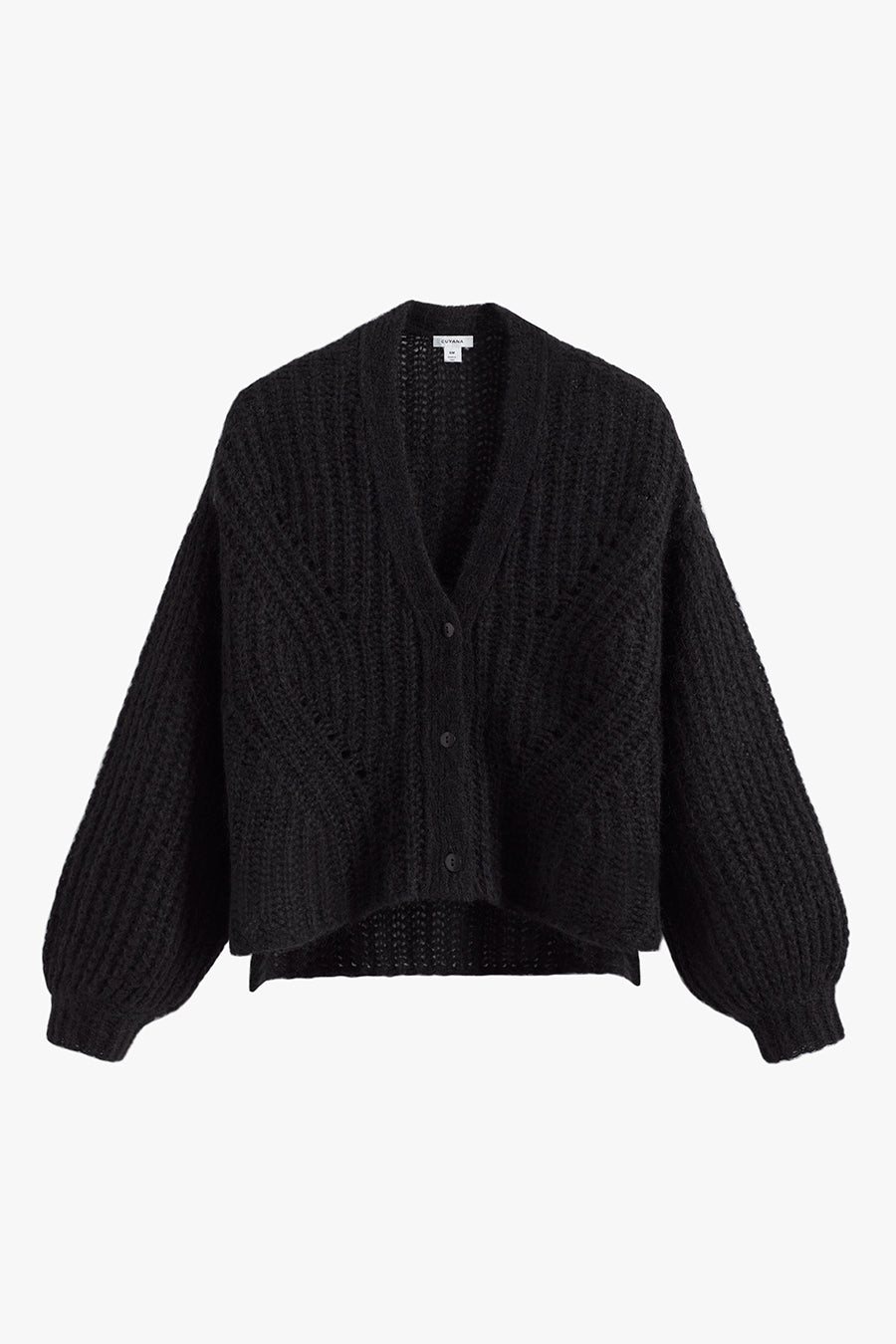 Alpaca Wool Cropped Cardigan Black / Large