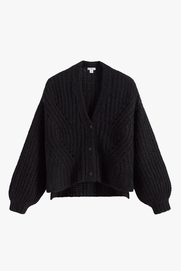 Alpaca Wool Cropped Cardigan Black / Small