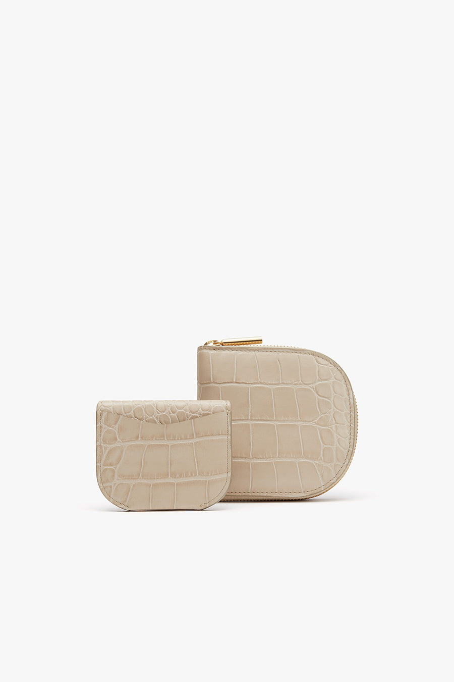 Duo Small Zip Wallet (Croco) Stone / One Size