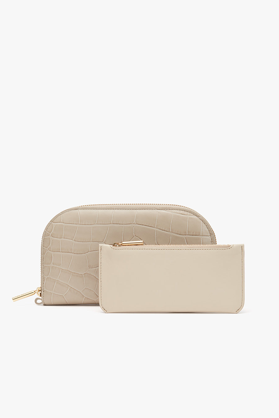 Duo Zip Wallet (Croco) Stone / One Size