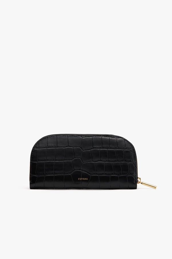 Curved Zip Wallet (Croco) Black / One Size